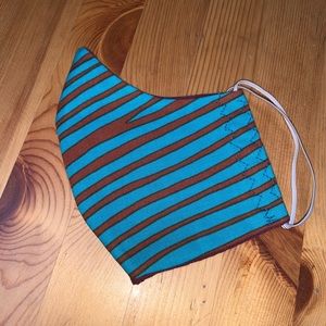 Turquoise zebra stripes handmade face mask